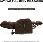 DYNOX Power Lift Recliner Chair for Elderly, Dual Motor Lay Flat Lift Chair with Heat & Massage, 350 LBS Capacity(9188,Chenille,Brown)