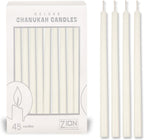 5.25" Premium Dripless Hanukkah Candle Bundle of 45 Solid White Tapered Candles for Standard Chanukah Menorahs Birthday Party Celebration Candles for 8 Nights of Hanukah W/DIY Dreidel