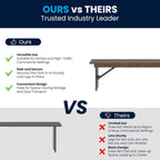 Flash Furniture Hercules 60x12 in Commercial Folding Bench, Rustic | Foldable Locking Legs, Farmhouse, Rustic