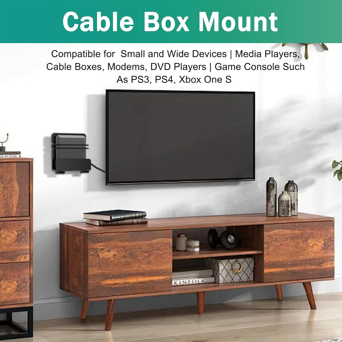 Cable Box Mount, Adjustable Wall Mount for Small and Wide Devices- 1 PCS | Modem Mount,Wall Mount Bracket Compatible for Cable Boxes, Modems, DVD Players,PS3, PS4, Xbox One S