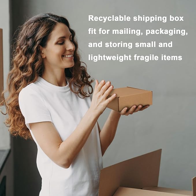 MEBRUDY 6x6x2 Inches Shipping Boxes Pack of 50, Small Corrugated Cardboard Box for Mailing Mailer Packing, Brown