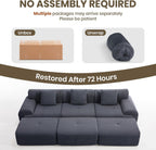 L-Shaped Modular Sectional Sofa, Sectional Couch, Oversized 3-Seater Cloud Couch with Deep Seat and Movable Ottoman for Living Room, Apartment (Gray, 3 Seater with 2 Ottoman)