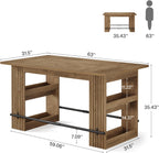 Tribesigns 63" Kitchen Island with Storage, Farmhouse Wood Stationary Island Table with Large Worktop & Leg Room, Coffee Bar Table for Kitchen, Dining Room, Living Room, Rustic Brown