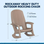 Semco Rockaway Heavy Duty Polyethylene All Weather Outdoor Patio or Deck Rocking Chair with Backrest and Armrests for Porch, Deck and Patio, Gray