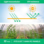 Polycarbonate Greenhouse Panels (H Connectors) - 0.15" Thick, Fits 4mm Twin-Wall Polycarbonate Panels, Join 2 Pieces of Panels Together, 4-Foot Length, 10 Pieces (H Connectors 4mm, 4ft)