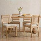 Vintage French Country Dining Chairs Set of 4, Rattan Dining Chairs with a Low Square Back, Beige 4 Dining Chair Set, Sillas para Comedor, Kitchen & Dining Room Chair (Beige, 4Pcs)