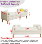 Corduroy Bed End Ottoman Bench with Storage,Upholstered Storage Benches with Back and Arms,65.35" Long Armed Storage Bench for Living Room,Bedroom,Entryway,Window (Ivory White, 65.35“)