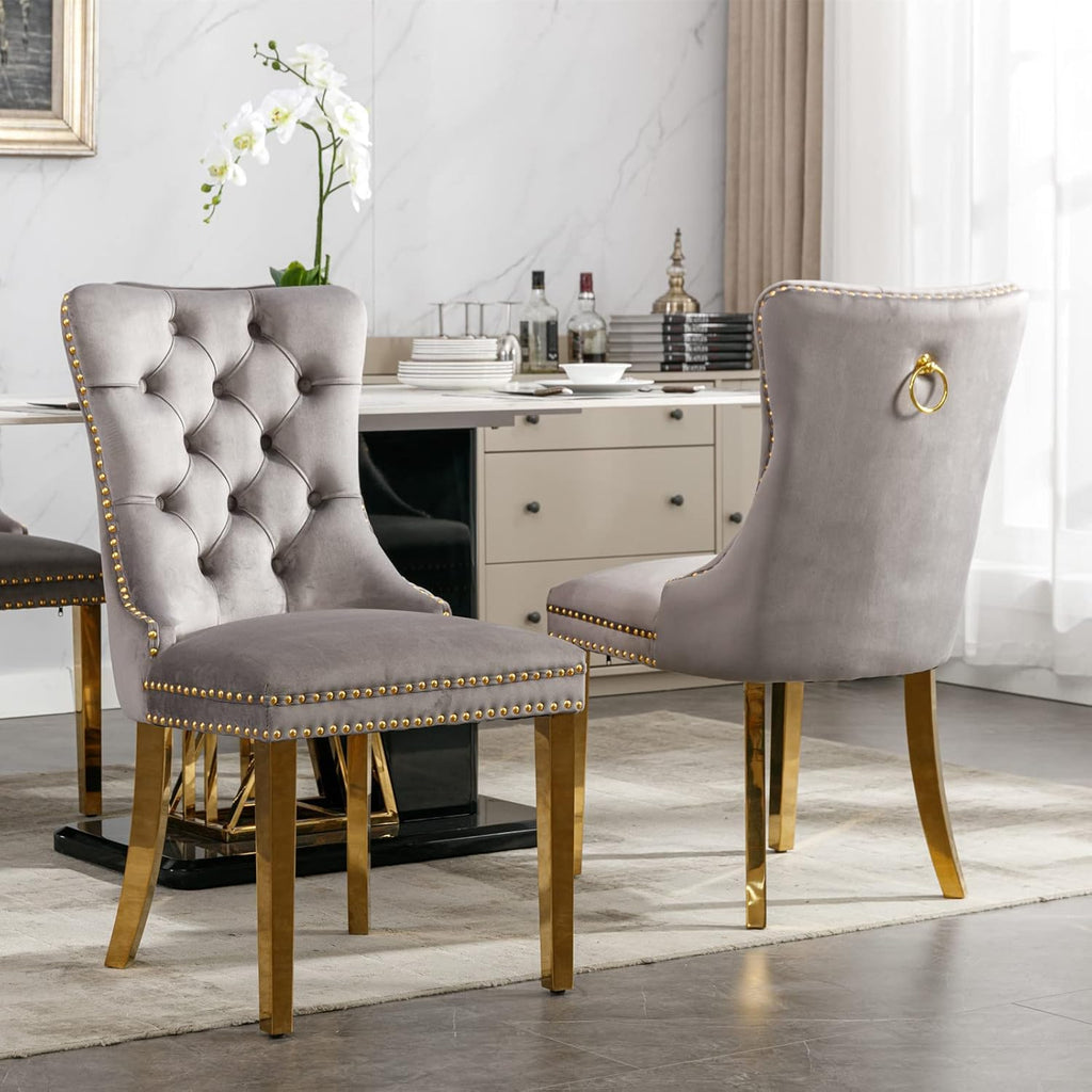 Marble Dining Table Set for 6, Rectangular 68.11" Dining Room Table with 6 Gray Dining Chairs, White&Gold Dining Table with Faux Marble Top, Large Dining Table and Chairs Set for Home Furniture
