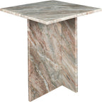 Eyely BTM1104A Thorne 18.5" Contemporary Natural Marble Handmade T-Shaped End Table, Side Table for Bedroom, Living Room, Gray/Beige