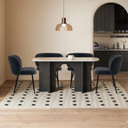 Modern Teddy Dining Chairs Set of 4, Comfy Kitchen Armless Chairs with Thick Cushions, Wingback Chair, Upholstered Dining Room Chairs with Metal Legs for Dining Room, Living, Black