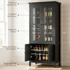 Farmhouse 63" Kitchen Pantry Storage Cabinet with Glass Doors & Hidden Storage, Display Kitchen Hutch Cupboard with Adjustable Shelves for Dining Room, Living Room Home Office