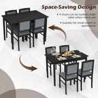 Giantex 5-Piece Dining Table Set for 4, Wooden Kitchen Table and Chairs with Solid Rubber Wood Legs, Padded Seat & Backrest, Space Saving Dinette Set for Home Dining Living Room, Breakfast Nook