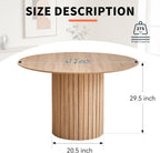 47" Modern Round Dining Table for 4 with Heavy Base, Natural | Farmhouse Kitchen Table Chamfered Edge Tabletop Circle Pedestal Dinner Table for Apartment Dining Living Room, Metal Frame