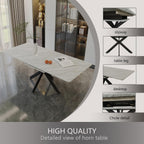 Extendable Dining Table, Modern Dining Table with Metal Leg, 62.4‘’-78.15‘’ Kitchen Table for 6-8 People, Space Saving Rectangular Kitchen Table for Office, Kitchen, Dining Room