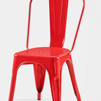 AC Pacific 18 Inch Seat Height Industrial Metal Dining Chairs, Stackable Kitchen or Bar Seat, Durable Modern Design, Versatile Accent Furniture, Set of 2, Red