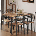 GarveeHome Dining Table Set for 4, Rectangle Compact Dining Table and Chairs Set, Small Kitchen Table Set with 4 Wood Chairs for Apartment, Rustic Brown