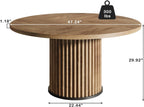 Oigavfd Black Round Dining Table for 4-6 People 47" Circle Dining Table with MDF Top and Fluted Base Round Kitchen Tables Sturdy 300 Lbs for Family Gatherings (Brown)