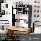 30" Black Desk Hutch Dorm Top Only with Sheves Felt Board for College