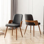 Dining Room Chairs,Mid Century Modern Kitchen Chairs,Upholstered Faux Leather Accent Chairs,Metal Legs Wooden Desk Chairs,Armless and No Wheels for Kitchen Dining Living Room,Black,1PCS