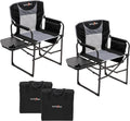 SUNNYFEEL Oversized Camping Chair Portable Directors Chairs with Side Table | Heavy Duty Folding Lawn Chair for Adults 300LBS with Compact Size, Breathable Mesh, Pocket & Carry Bag for Outdoor, Lawn, RV
