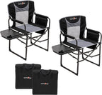 SUNNYFEEL Oversized Camping Chair Portable Directors Chairs with Side Table | Heavy Duty Folding Lawn Chair for Adults 300LBS with Compact Size, Breathable Mesh, Pocket & Carry Bag for Outdoor, Lawn, RV