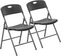 DUMOS Folding Chairs 2 Pack, Dining Chairs, Outdoor Home Office | Plastic Portable Stackable, Metal Frame, Indoor Party Event, Wedding Birthday, Black