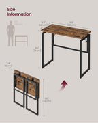 VASAGLE Folding Desk, Small Computer Desk, Foldable Table 31.5 Inch | One-Piece Desktop,Folding Table for Bedroom, Balcony, Camping, Easy Assembly, Rustic Brown, ULWD151KD01