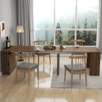 Modern Extendable Dining Table with Built-in Outlet – Seats 2 to 12 People, Space Saving Console to Full-Size Table with 5 Extension Panels & Storage, Kitchen Table for Dining Room, Meeting, Party