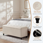 Homebeez 41" Linen Storage Ottoman Bench with Button Tufted Top & Wooden Legs, Upholstered Storage Bench for Bedroom, Entryway, Living Room