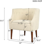Christopher Knight Home Brandi Mid-Century Modern Fabric Upholstered Accent Chair, Wooden Living Room/Bedroom Comfy Reading Chair, Button Tufted Lounge Chair, Thick-Padded Seat Relaxing Armchair,Beige