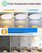 20 Inch Large LED Flush Mount Ceiling Light, 2700K-6500K Dimmable LED Ceiling Light Fixture with Remote, 70W 8900lm Round Modern Ceiling Lamp for Bedroom, Living Room, Hallway (White)