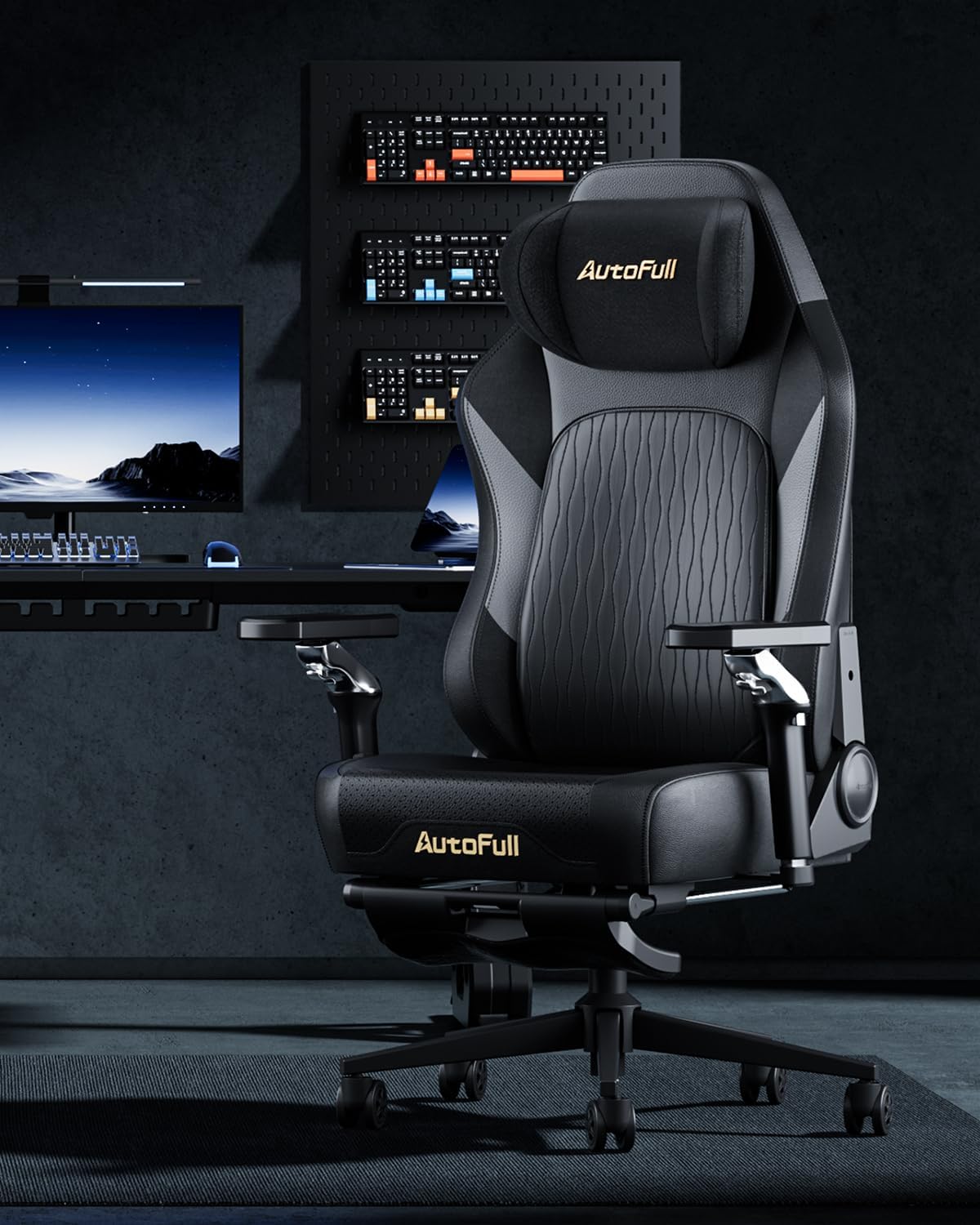 AutoFull M6 Gaming Chair, Ergonomic Office Chair with Ventilated Heating, AUTO Dynamic Tracking Lumbar Support, 6D Adjustable Armrests and Footrest