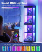 AODK Glass Display Cabinet with Glass Doors, Display Case with RGB Lights