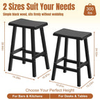 EFU Outdoor Bar Stools Set of 2,All-Weather Patio Stools & Bar Chairs, Heavy Duty Resin Saddle Stool with Protective Foot Pads,Waterproof 29 Inch Stool with Footrest for Deck,Balcony and Yard (Black)