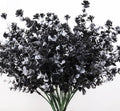 Black Artificial Flowers, Fake Outdoor UV Resistant Plants Faux Plastic Greenery Shrubs Indoor Outside Hanging Planter Home Kitchen Office Wedding, Garden Decor (White+Black)