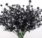 Black Artificial Flowers, Fake Outdoor UV Resistant Plants Faux Plastic Greenery Shrubs Indoor Outside Hanging Planter Home Kitchen Office Wedding, Garden Decor (White+Black)
