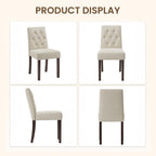 Dining Chairs Set of 2, Parsons Chairs for Small Spaces, Light Beige | Modern Dining Room Chairs with Solid Wooden Legs, Fabric Upholstered Kitchen Chairs for Restaurant & Cafe