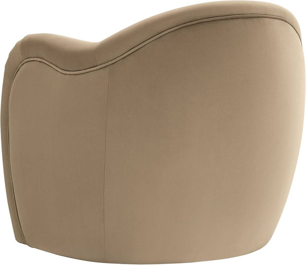 Modway Compose Barrel Chair with Performance Velvet Fabric in Taupe – Upholstered Accent Armchair with Curved Backrest – Cozy Lounge Chair for Reading – Round Comfy Single Sofa Club Chair