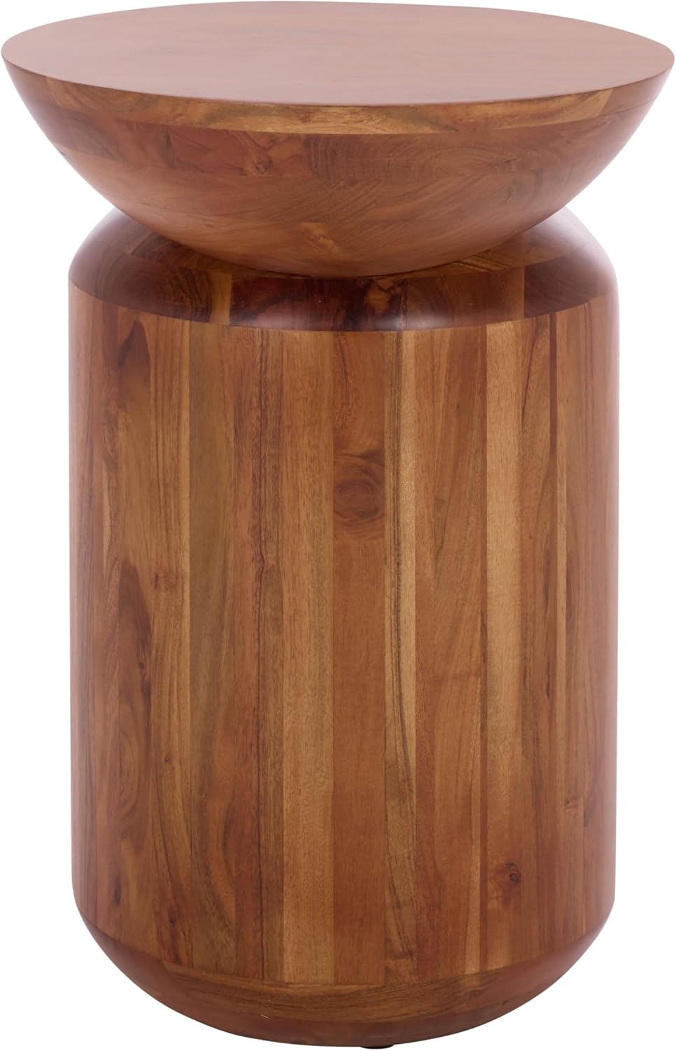 SAFAVIEH Home Collection - Masew Solid Wood Accent Table with Sculptural Stacked Design in Walnut Finish, Modern Side Table, Fully Assembled (ACC3228A)