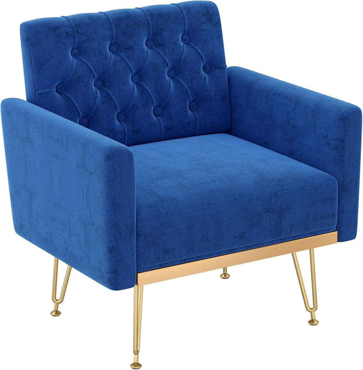 Olela Accent Chair with Arm for Living Room, Velvet Modern Armchair Single Sofa Cozy Tufted Upholstered Reading Side Chairs with Gold Metal Leg for Bedroom Decorate