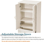 MERITLINE 53.5" Tall Kitchen Pantry Cabinet with Doors & Drawers, Mid Century Modern Sideboard Buffet Storage for Living Room, Entryway, Hallway & Garage (Antique White)