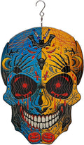 12 inch Halloween Decoration Skull Wind Spinner Clearance - 3D Metal Garden Spinner, Mandala Kinetic Art Outdoor Decor -Handcrafted Hanging Ornament for Outdoor,Patio, Yard，Garden