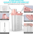 Rice Airtight Dry Food Storage Containers, BPA Free Plastic Storage Bin Dispenser with Pourable Spout, Measuring cup for Cereal, Flour and Baking Supplies, Include a Stainless Steel Whisk