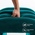 Flouki Velvet Ottoman Stools, Multifunctional Arch Ottomans, Makeup Vanity Stools, Ottomans for Bedroom, Dorm, Side Table Seat for Living Room, Entryway (Teal)