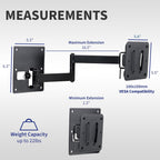 VIVO Black RV TV Mount with Arm for VESA 100x100mm, Mount-VWRV3 | Articulating Extension, Quick Disconnect Plastic Polymer Mount, Low Profile Wall Bracket for Camping Indoor Use, Holds 22 lbs