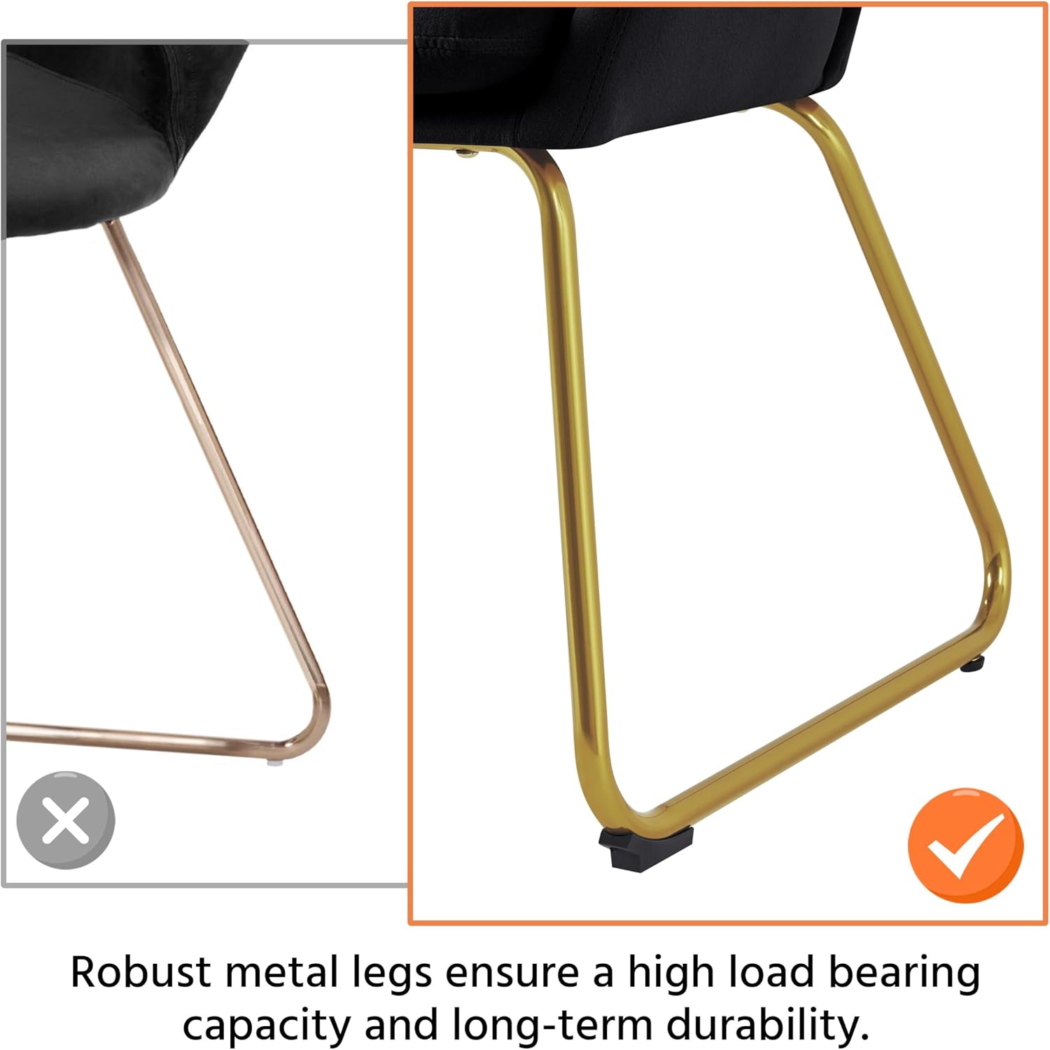 Yaheetech Upholstered Petal Dining Chair, Modern Velvet Bucket Dining Chair with Curved Back and Gold Metal Legs for Dining Room/Kitchen, Black