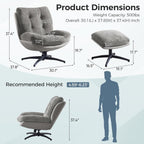 K Knowbody Swivel Accent Chair with Ottoman, 400lbs Capacity & Easy Assembly, Oversized 360° Swivel Rocker Recliner, Comfortable Swivel Chair for Living Room, Bedroom, Office, Grey