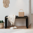 APRTAT Bamboo Dining Bench Indoor Long Entryway Shoe Rack Benchs,Outdoor Modern Wood Benches 35 Inch Bamboo Bench for Living Room Hallway Bedroom Bathroom