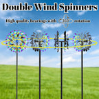 Metal Outdoor Wind Spinner, 2-Way Wind Sculpture Spinner with Metal Stake, Waterproof 360 Degrees Kinetic Windmill Art Decoration for Patio Garden Lawn (A- Colorful)