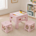 Kids Folding Table and 2 Chairs, Portable Plastic Activity Set, Light Pink | Rounded Corners, Easy Setup, Compact Storage, Lightweight Design for Crafts, Snacks, and Picnics